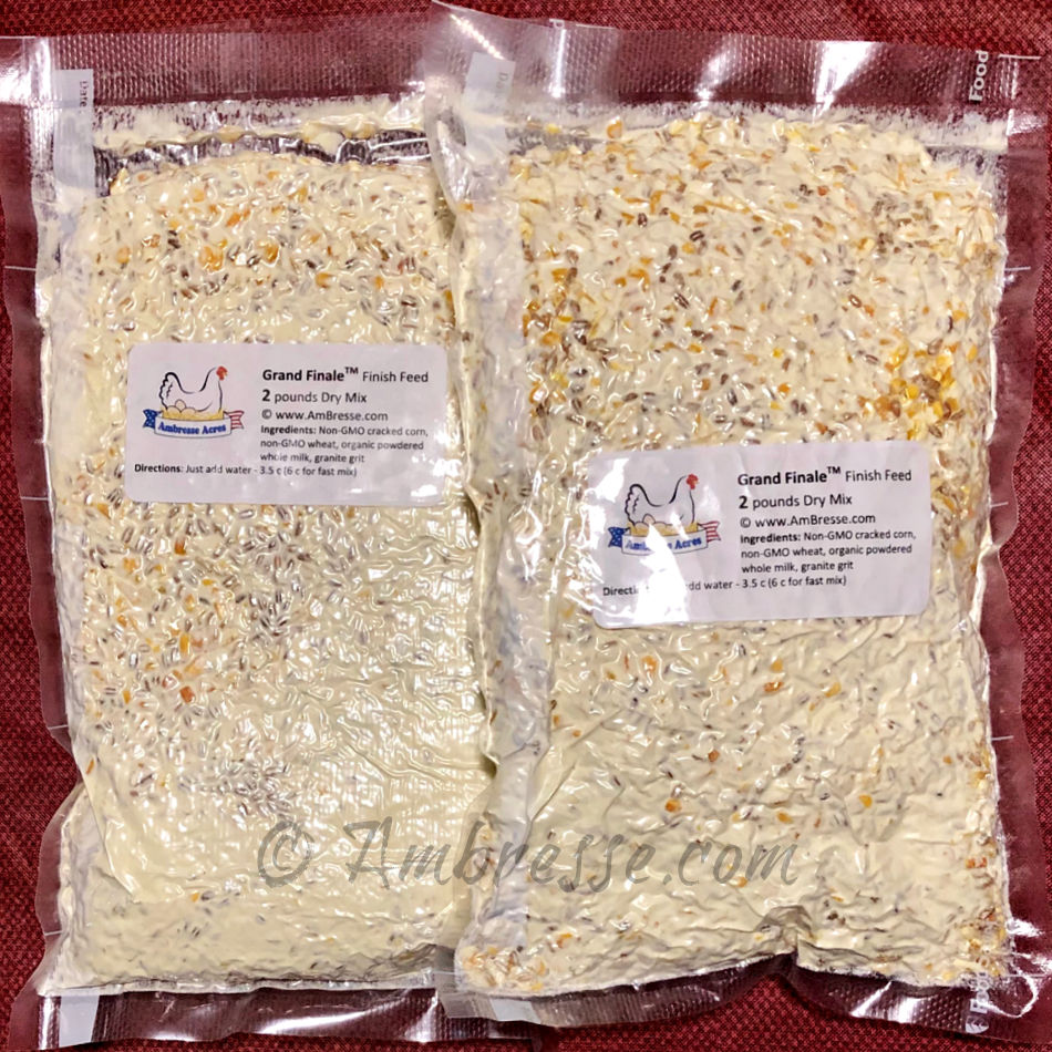Two 2-pound packages of Ambresse Grand Finale Finish Feed mix (4 lbs).