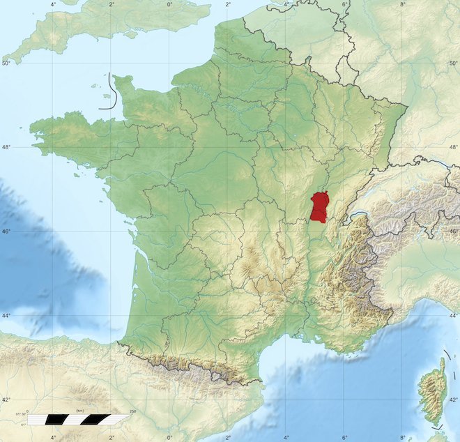 Bresse Region located on the map of France.