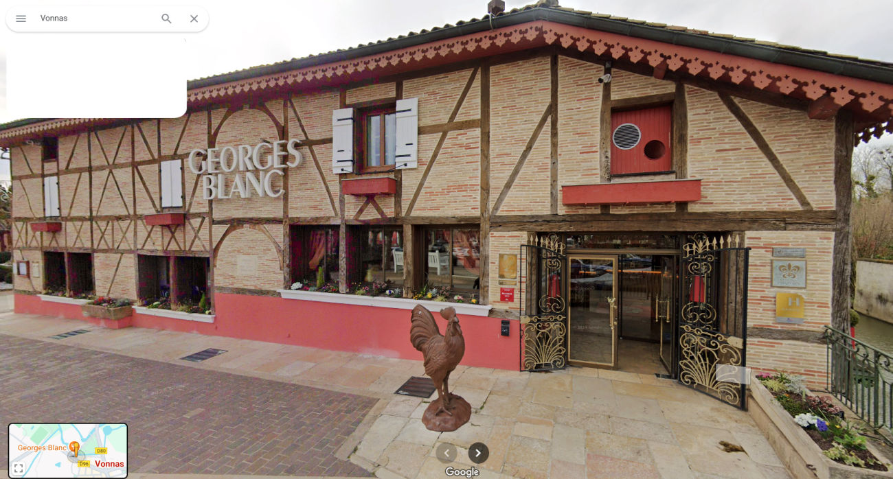Georges Blanc Restaurant Gastronomique, a Michelin Guide restaurant since 1929, specializing in Bresse chicken.