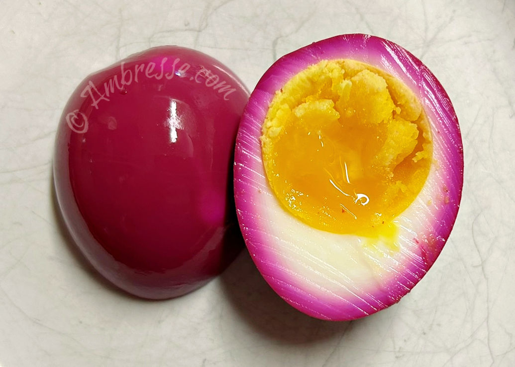 Pickled egg, beet juice for color. Delicious!